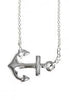 Sideways Sterling Silver Anchor Necklace