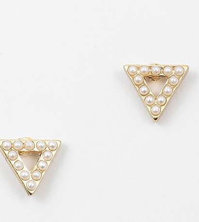 Triangle Pearl Stud Earring