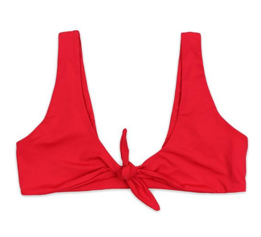 Red Tie Knot Bathing Suit Top