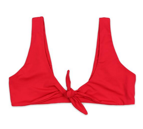 Red Tie Knot Bathing Suit Top