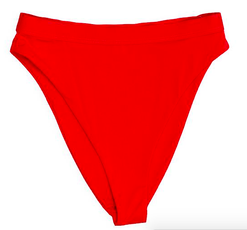 Red High Waist Bottom Bathing Suit