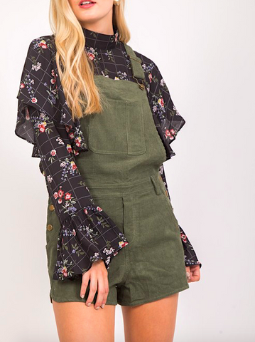 Olive Corduroy Romper