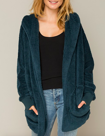 Touch Me Teal Hooded Teddy Jacket (Back In Stock)