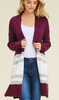 Burgundy Color Block Cardigan