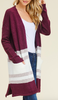 Burgundy Color Block Cardigan