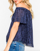 Navy Metallic Off The Shoulders Top