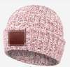 Love Your Melon Burgundy Speckled Leather Patched Cuffed Beanie