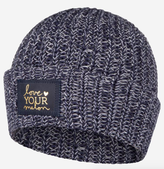 Love Your Melon Navy, Charcoal And White Cuffed Beanie