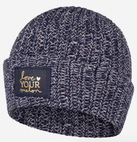 Love Your Melon Navy, Charcoal And White Cuffed Beanie