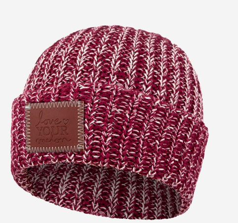 Love Your Melon Burgundy And Natural Speckled Cuffed Beanie
