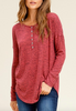 Berry Henley Long Sleeve Top