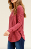 Berry Henley Long Sleeve Top