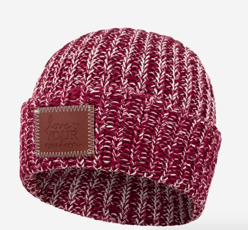Love Your Melon Burgundy And Natural Speckled Cuffed Beanie
