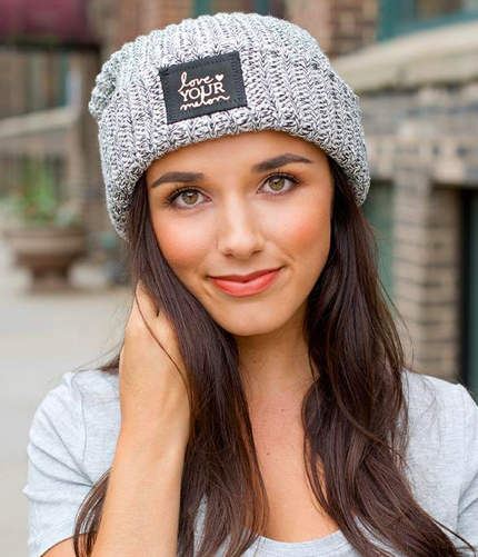 Love Your Melon Black Speckled Gold Foil Cuffed Beanie