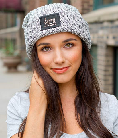 Love Your Melon Black Speckled Gold Foil Cuffed Beanie
