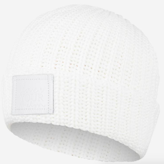 Love Your Melon White Monochrome Cuffed Beanie