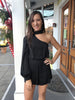 Black One Shoulder Romper